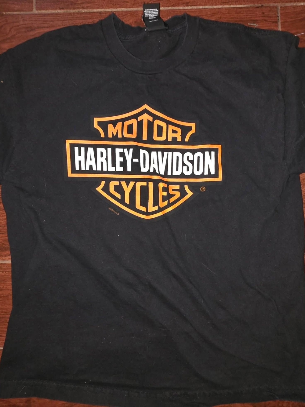 Harley-Davidson Black Tee with Orange and White Shield Logo